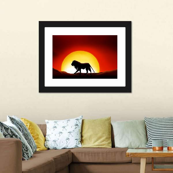 Lonesome Lion Canvas Wall Art-5 Horizontal-Gallery Wrap-22" x 12"-Tiaracle
