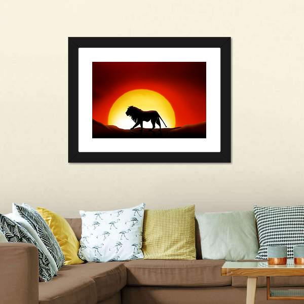 Lonesome Lion Canvas Wall Art-3 Horizontal-Gallery Wrap-25" x 16"-Tiaracle