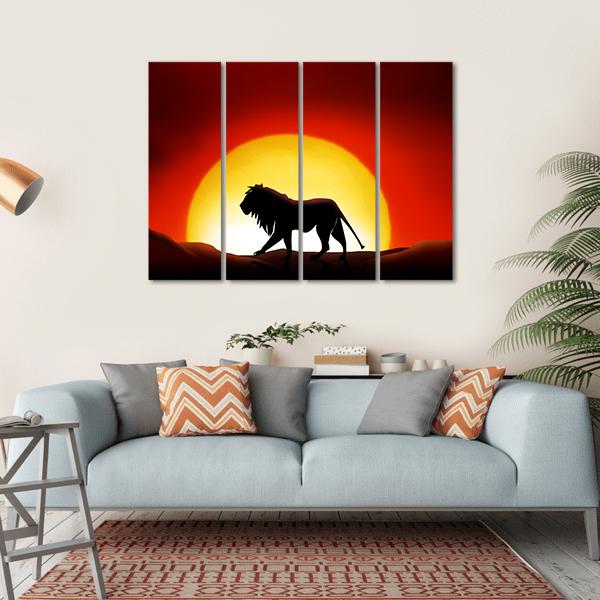 Lonesome Lion Canvas Wall Art-4 Horizontal-Gallery Wrap-34" x 24"-Tiaracle