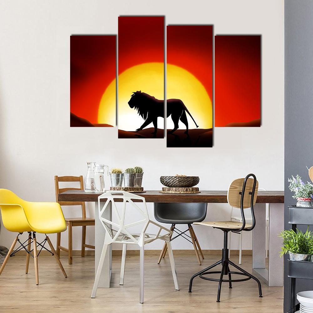 Lonesome Lion Canvas Wall Art-4 Pop-Gallery Wrap-50" x 32"-Tiaracle