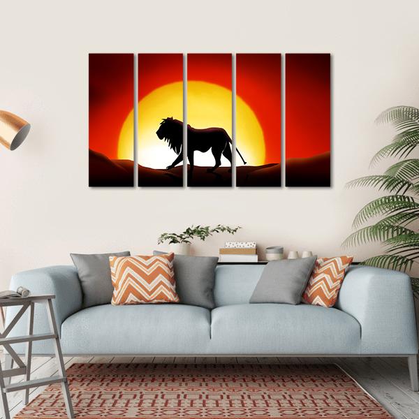 Lonesome Lion Canvas Wall Art-5 Horizontal-Gallery Wrap-22" x 12"-Tiaracle