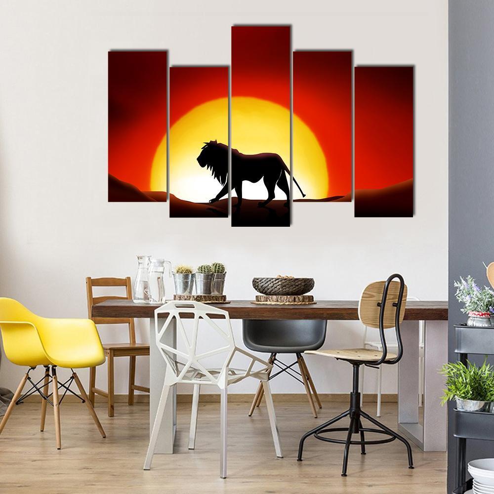 Lonesome Lion Canvas Wall Art-5 Pop-Gallery Wrap-47" x 32"-Tiaracle