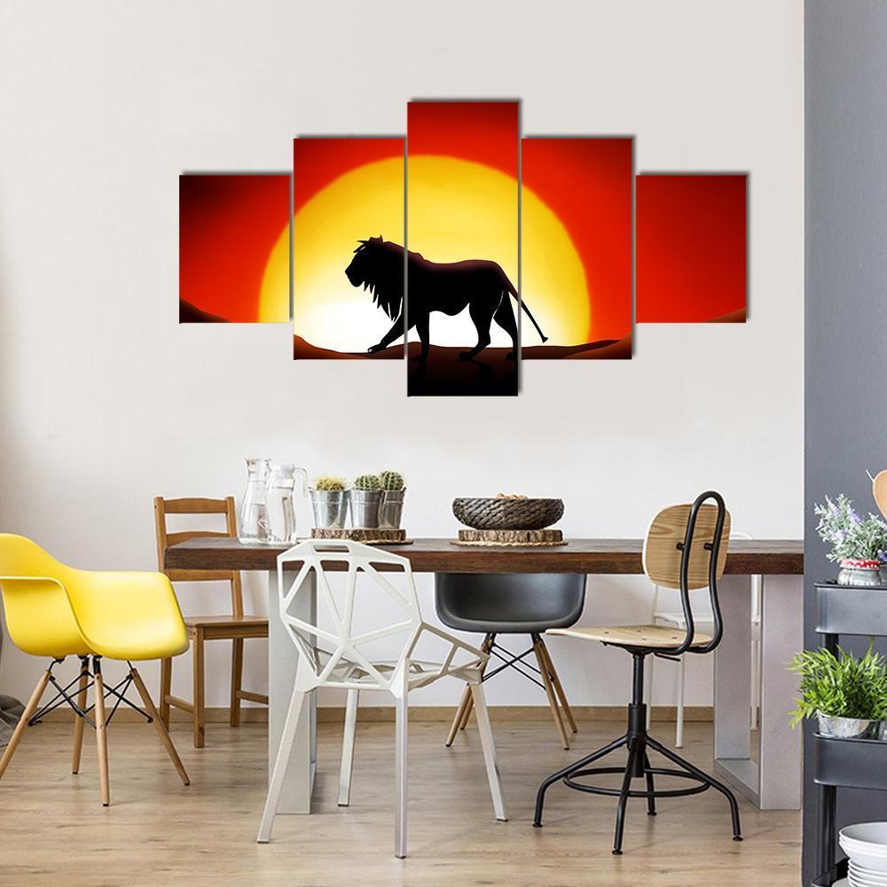 Lonesome Lion Canvas Wall Art-5 Pop-Gallery Wrap-47" x 32"-Tiaracle