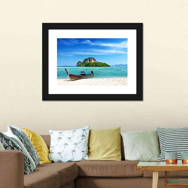 Long Boat On Poda Island Panoramic Canvas Wall Art-1 Piece-36" x 12"-Tiaracle
