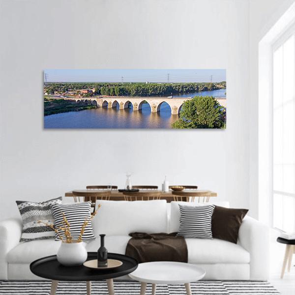 Long Bridge Over Blue River Panoramic Canvas Wall Art-1 Piece-36" x 12"-Tiaracle