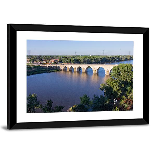 Long Bridge Over Blue River Panoramic Canvas Wall Art-1 Piece-36" x 12"-Tiaracle