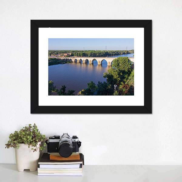Long Bridge Over Blue River Panoramic Canvas Wall Art-1 Piece-36" x 12"-Tiaracle
