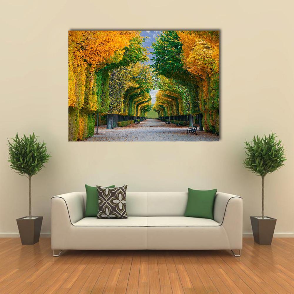 Long Road In Autumn Park Canvas Wall Art-1 Piece-Gallery Wrap-36" x 24"-Tiaracle