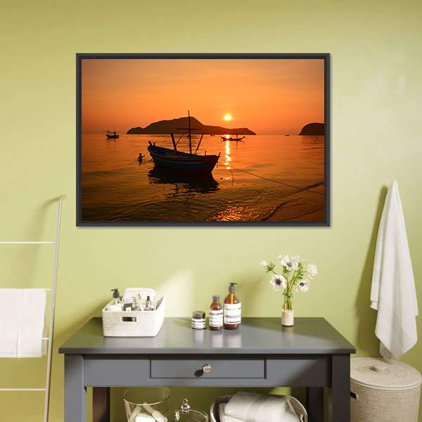 Long Tail Boat Canvas Wall Art-1 Piece-Floating Frame-36" x 24"-Tiaracle
