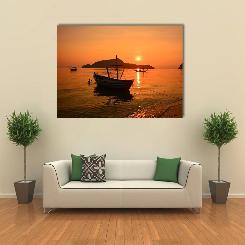 Long Tail Boat Canvas Wall Art-4 Horizontal-Gallery Wrap-34" x 24"-Tiaracle