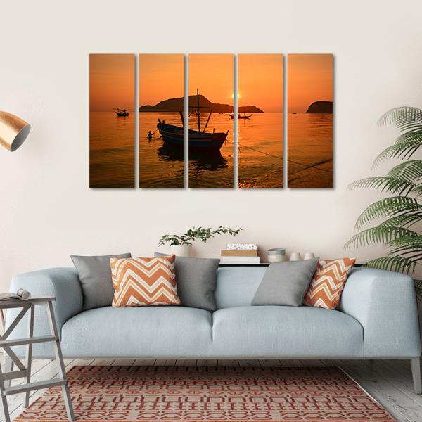 Long Tail Boat Canvas Wall Art-5 Horizontal-Gallery Wrap-22" x 12"-Tiaracle