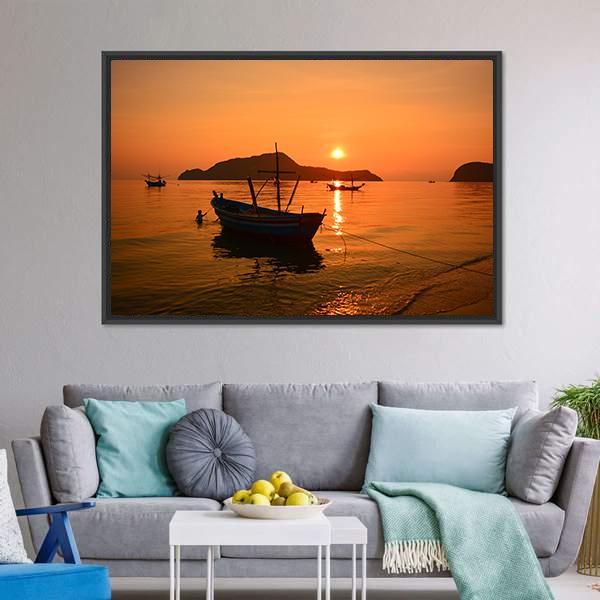 Long Tail Boat Canvas Wall Art-5 Horizontal-Gallery Wrap-22" x 12"-Tiaracle