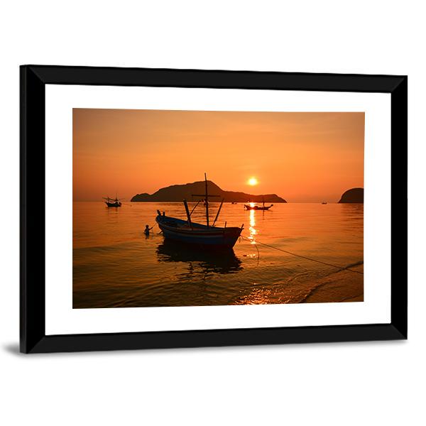 Long Tail Boat Panoramic Canvas Wall Art-1 Piece-36" x 12"-Tiaracle
