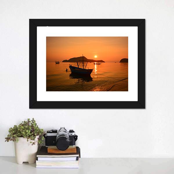 Long Tail Boat Panoramic Canvas Wall Art-1 Piece-36" x 12"-Tiaracle