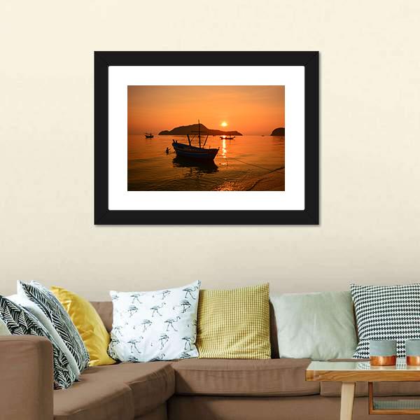 Long Tail Boat Panoramic Canvas Wall Art-1 Piece-36" x 12"-Tiaracle
