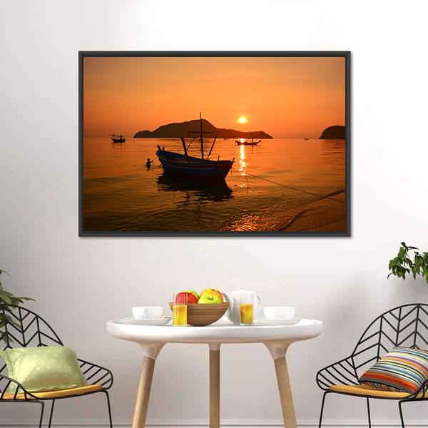 Long Tail Boat Panoramic Canvas Wall Art-1 Piece-36" x 12"-Tiaracle