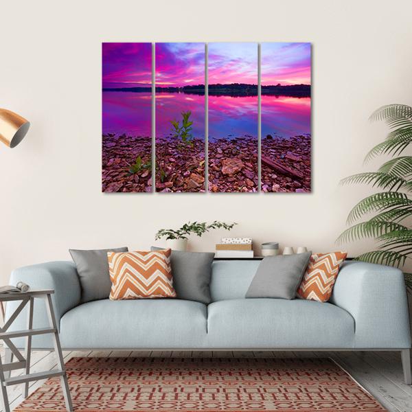 Longview Lake At Dawn Canvas Wall Art-4 Horizontal-Gallery Wrap-34" x 24"-Tiaracle