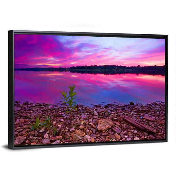 Longview Lake At Dawn Canvas Wall Art-3 Horizontal-Gallery Wrap-25" x 16"-Tiaracle