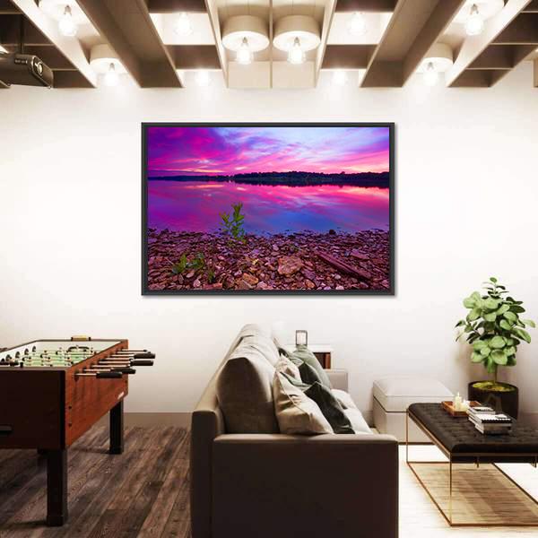 Longview Lake At Dawn Canvas Wall Art-5 Horizontal-Gallery Wrap-22" x 12"-Tiaracle