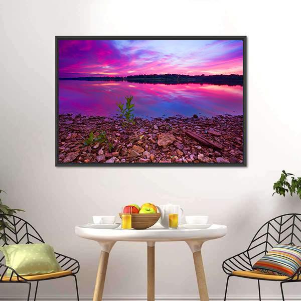 Longview Lake At Dawn Canvas Wall Art-3 Horizontal-Gallery Wrap-25" x 16"-Tiaracle