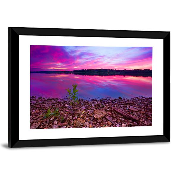 Longview Lake At Dawn Canvas Wall Art-5 Horizontal-Gallery Wrap-22" x 12"-Tiaracle