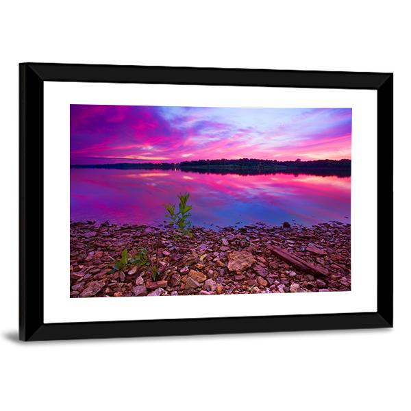 Longview Lake At Dawn Canvas Wall Art-3 Horizontal-Gallery Wrap-25" x 16"-Tiaracle