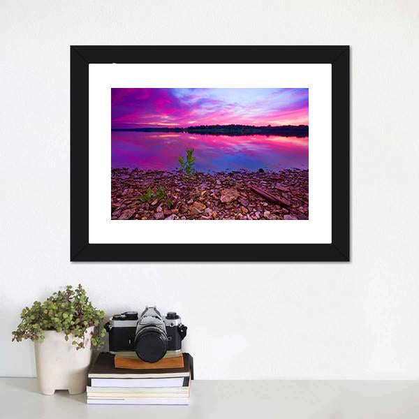 Longview Lake At Dawn Canvas Wall Art-1 Piece-Framed Print-20" x 16"-Tiaracle