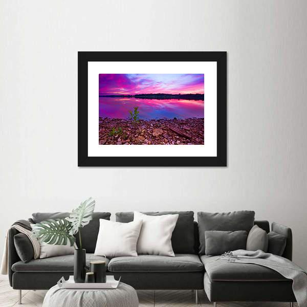 Longview Lake At Dawn Canvas Wall Art-5 Horizontal-Gallery Wrap-22" x 12"-Tiaracle