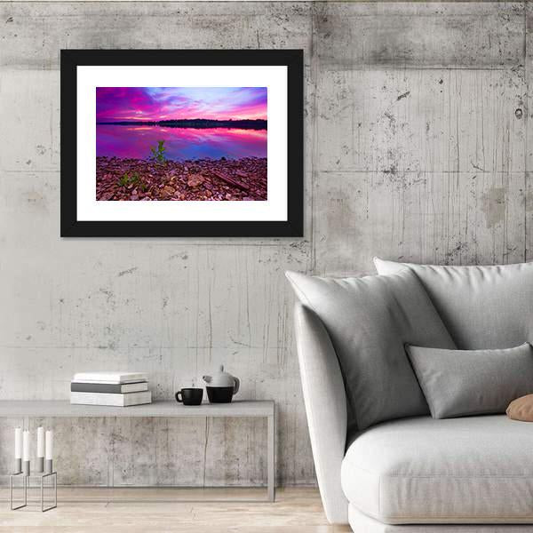 Longview Lake At Dawn Canvas Wall Art-5 Horizontal-Gallery Wrap-22" x 12"-Tiaracle