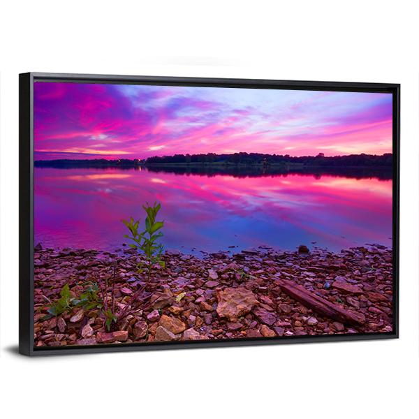 Longview Lake At Dawn Canvas Wall Art-5 Horizontal-Gallery Wrap-22" x 12"-Tiaracle