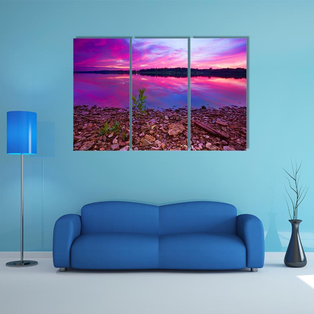 Longview Lake At Dawn Canvas Wall Art-3 Horizontal-Gallery Wrap-37" x 24"-Tiaracle