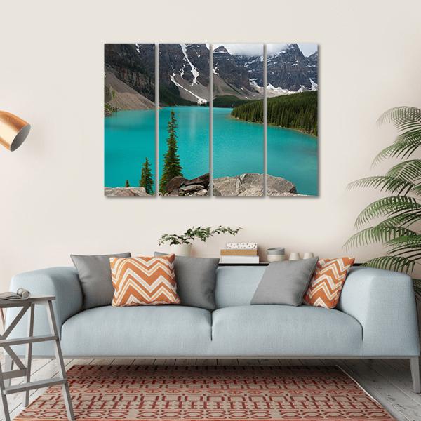 Loraine Lake Canvas Wall Art-4 Horizontal-Gallery Wrap-34" x 24"-Tiaracle