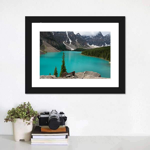 Loraine Lake Canvas Wall Art-1 Piece-Framed Print-20" x 16"-Tiaracle