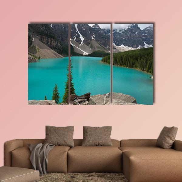 Loraine Lake Canvas Wall Art-3 Horizontal-Gallery Wrap-37" x 24"-Tiaracle