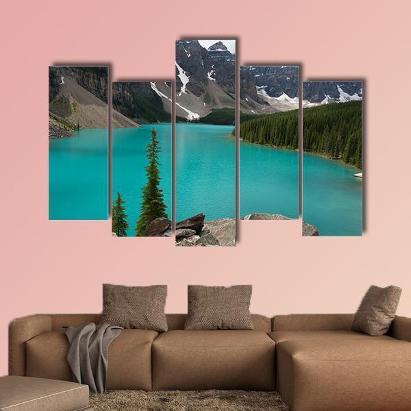 Loraine Lake Canvas Wall Art-5 Pop-Gallery Wrap-47" x 32"-Tiaracle