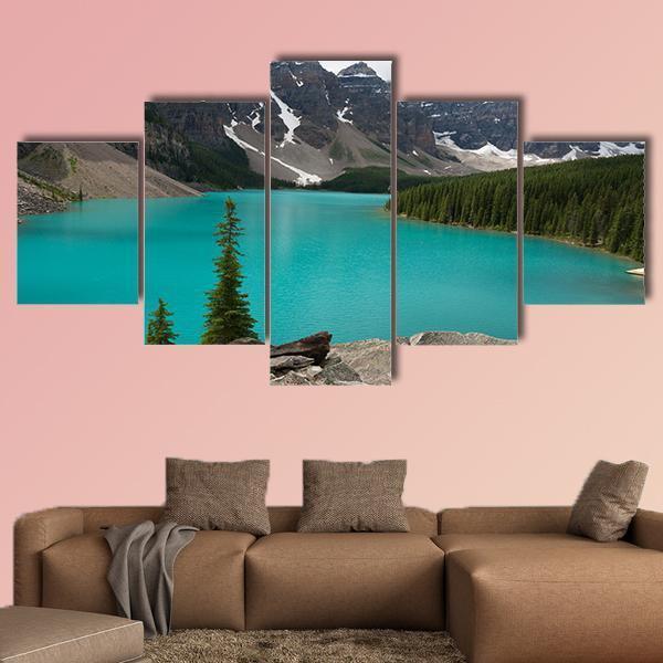Loraine Lake Canvas Wall Art-5 Star-Gallery Wrap-62" x 32"-Tiaracle