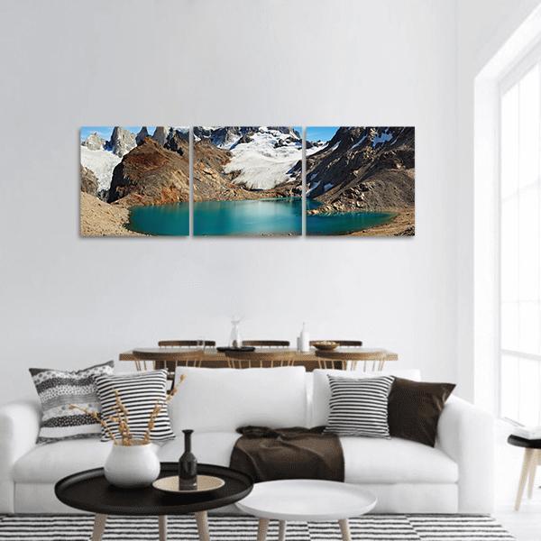 Laguna De Los Tres Panoramic Canvas Wall Art-3 Piece-25" x 08"-Tiaracle