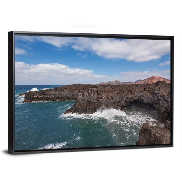 Los Hervideros Coastline Canvas Wall Art-3 Horizontal-Gallery Wrap-25" x 16"-Tiaracle