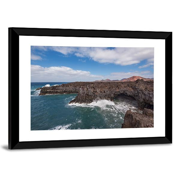 Los Hervideros Coastline Canvas Wall Art-3 Horizontal-Gallery Wrap-25" x 16"-Tiaracle