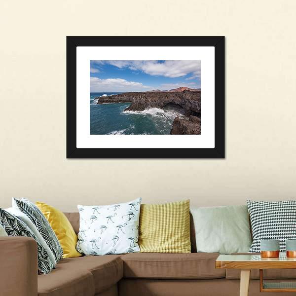 Los Hervideros Coastline Canvas Wall Art-3 Horizontal-Gallery Wrap-25" x 16"-Tiaracle