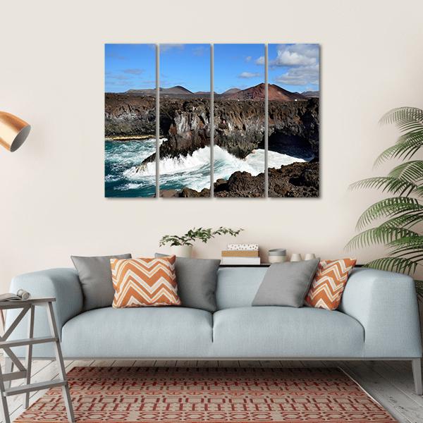 Los Hervideros Spain Canvas Wall Art-4 Horizontal-Gallery Wrap-34" x 24"-Tiaracle