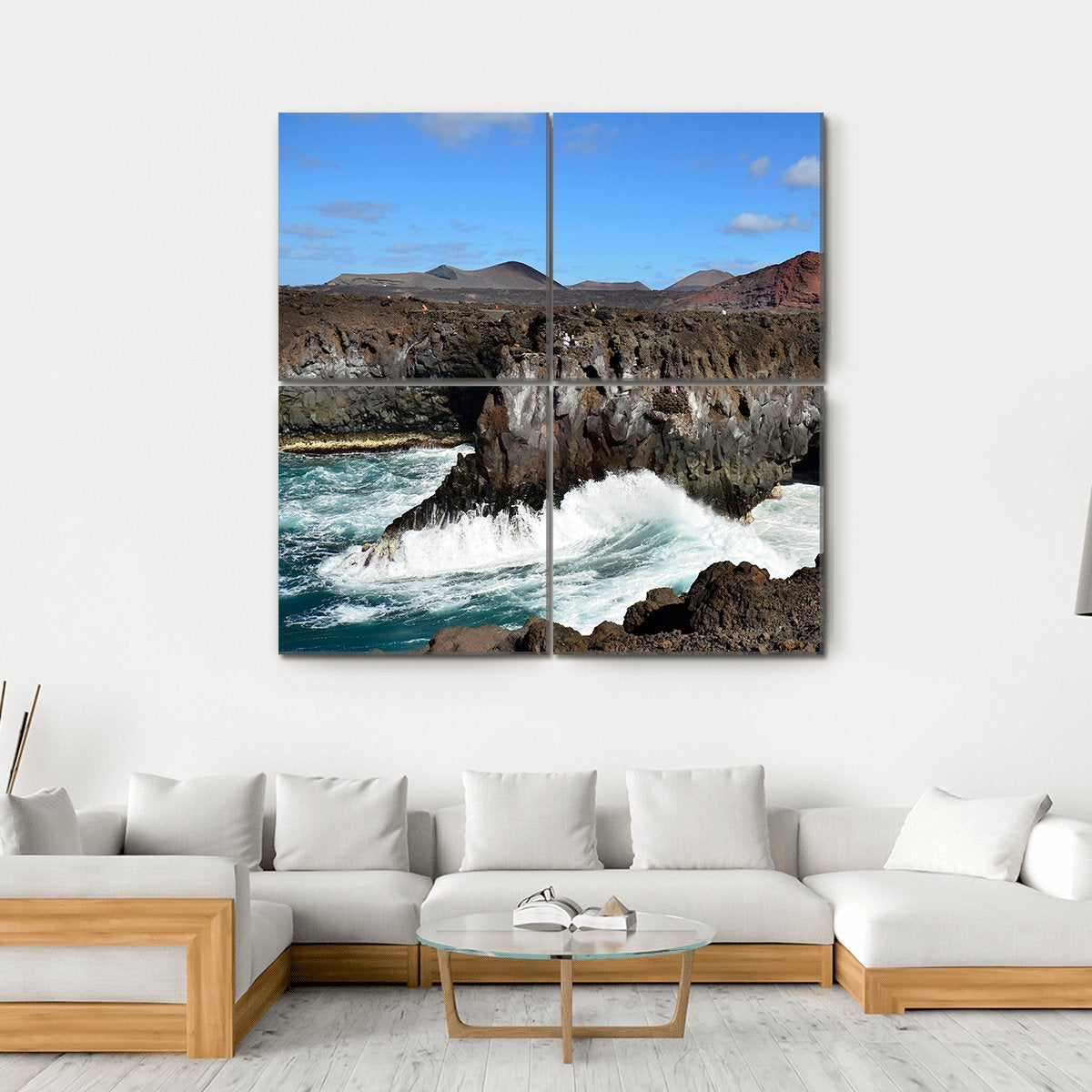 Los Hervideros Spain Canvas Wall Art-4 Square-Gallery Wrap-17" x 17"-Tiaracle