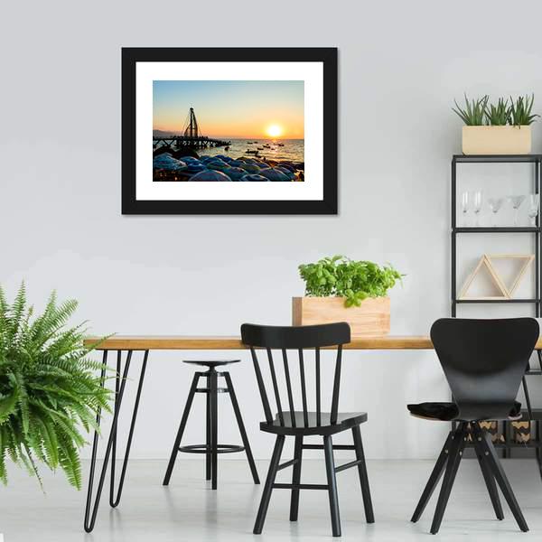 Los Muertos Pier Mexico Panoramic Canvas Wall Art-1 Piece-36" x 12"-Tiaracle