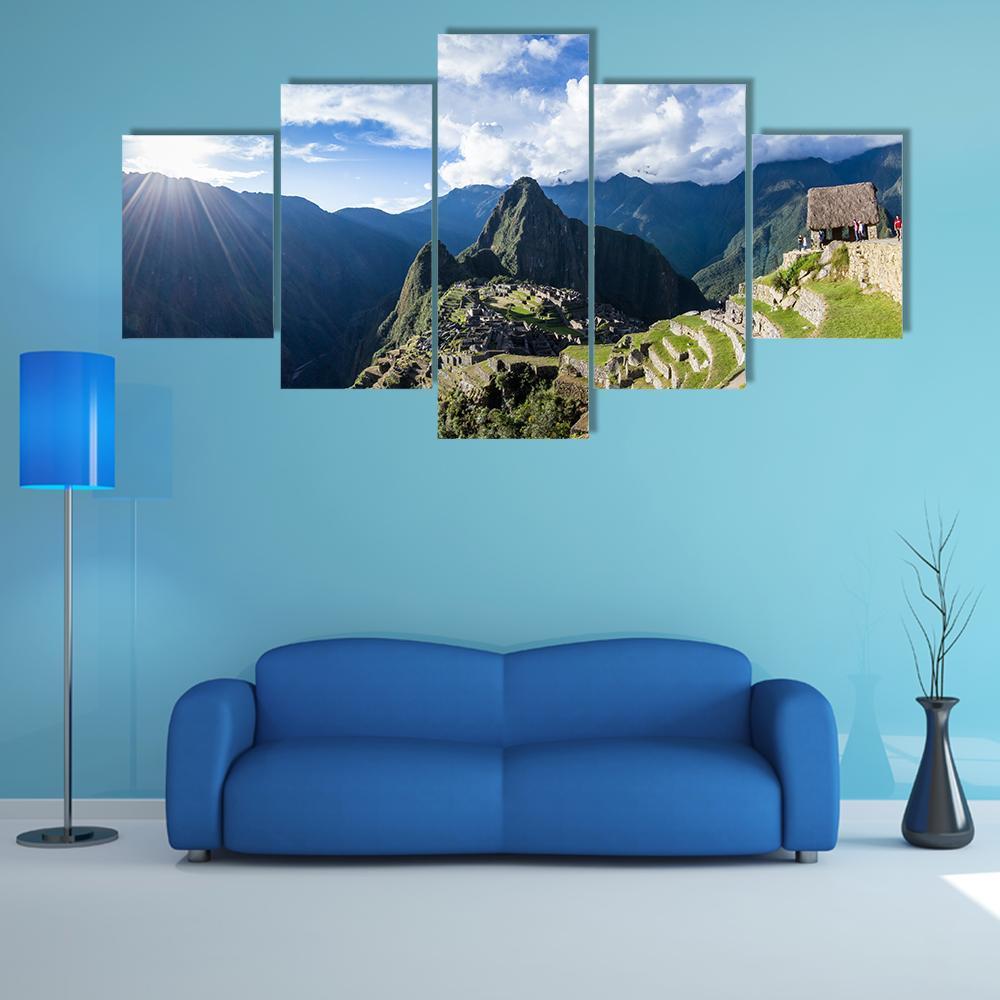City Of Machu Pichu Canvas Wall Art-5 Star-Gallery Wrap-62" x 32"-Tiaracle