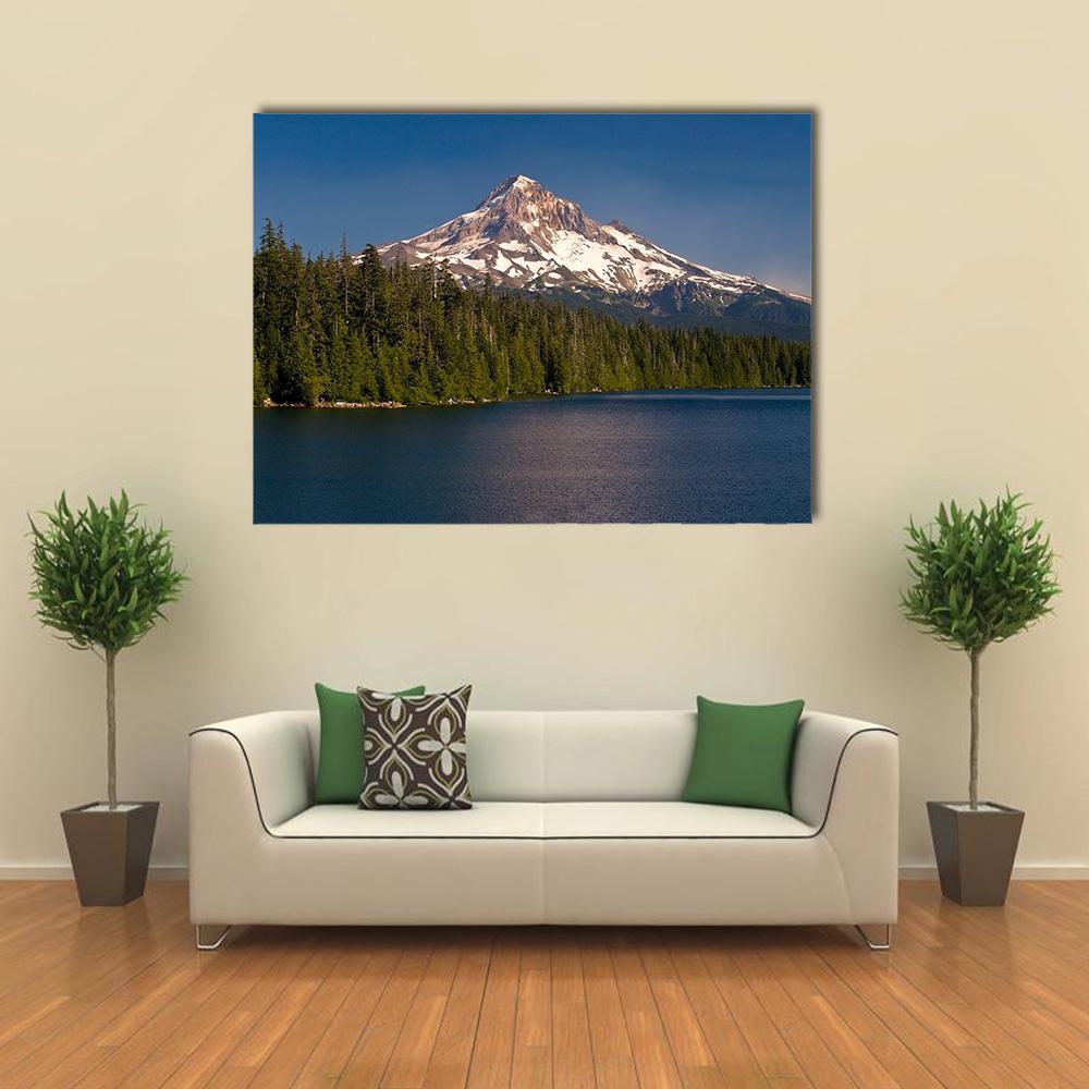 Lake & Mount Hood Canvas Wall Art-1 Piece-Gallery Wrap-48" x 32"-Tiaracle