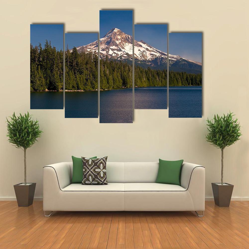 Lake & Mount Hood Canvas Wall Art-5 Pop-Gallery Wrap-47" x 32"-Tiaracle