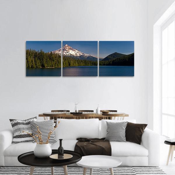 Lake &amp; Mount Hood Panoramic Canvas Wall Art-3 Piece-25" x 08"-Tiaracle