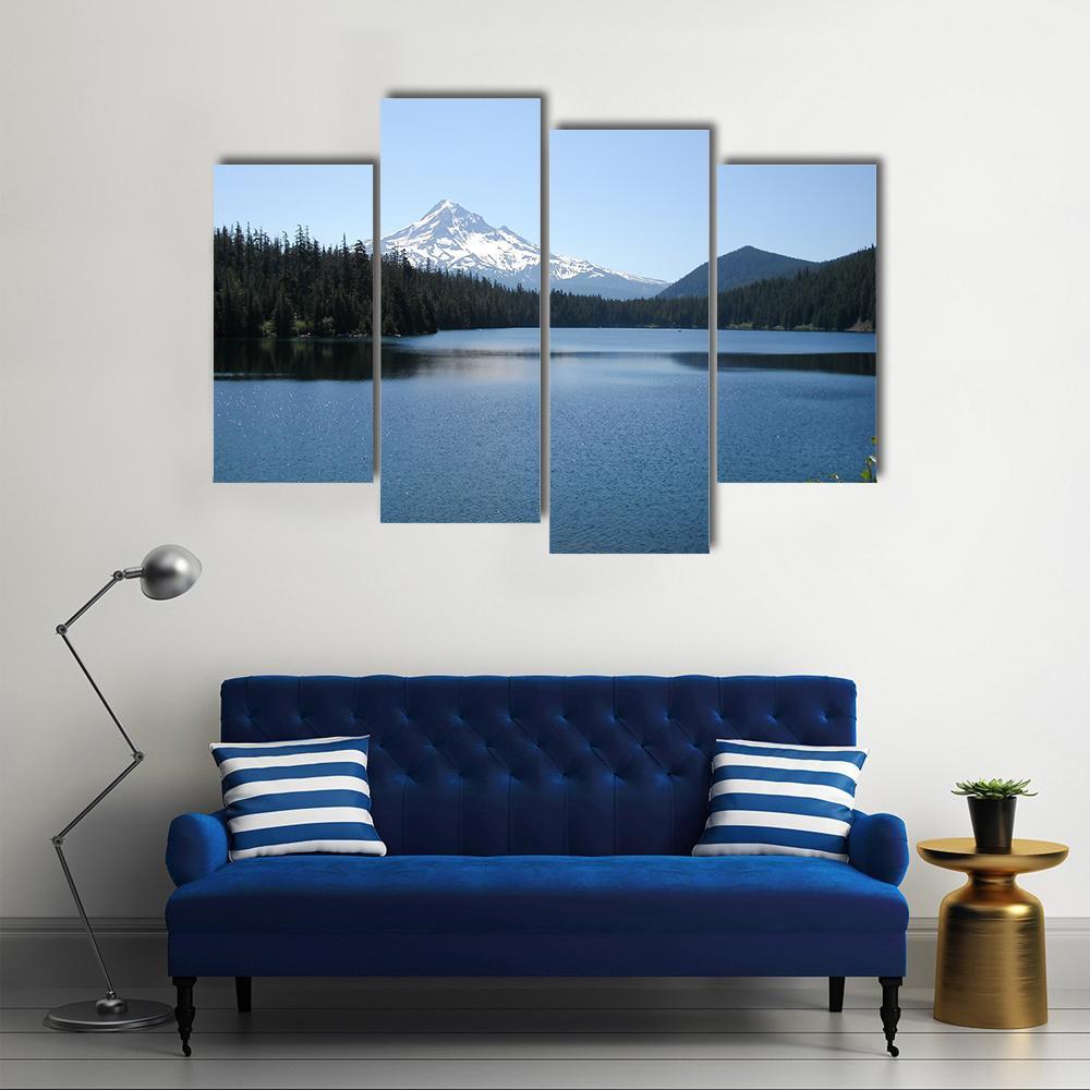 Lake With Mt Hood Canvas Wall Art-4 Pop-Gallery Wrap-50" x 32"-Tiaracle