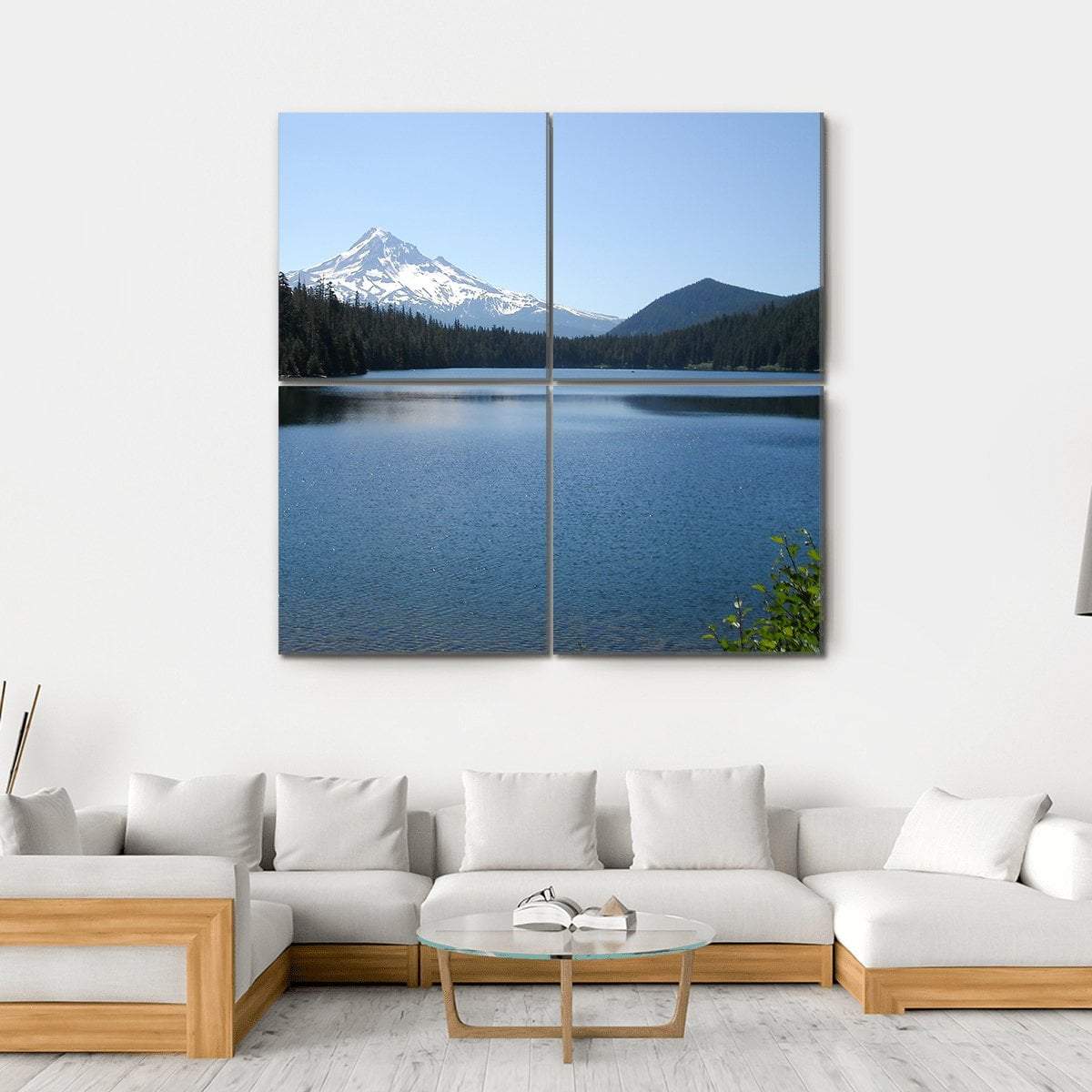 Lake With Mt Hood Canvas Wall Art-4 Square-Gallery Wrap-17" x 17"-Tiaracle