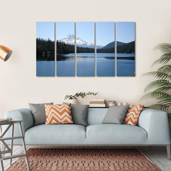 Lake With Mt Hood Canvas Wall Art-5 Horizontal-Gallery Wrap-22" x 12"-Tiaracle